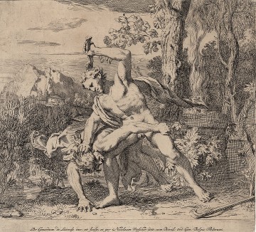 Каин убивает Авеля. Из серии листов по сюжетам Ветхого Завета. Гравировал Герард де Лересс в Брюсселе в 1680 г.