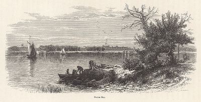 Остров Прибрежный на озере Эри, штат Огайо. Лист из издания "Picturesque America", т.I, Нью-Йорк, 1872.