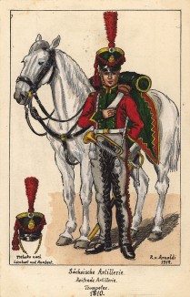 1810 г. Трубач конной артиллерии королевства Саксония. Коллекция Роберта фон Арнольди. Германия, 1911-29