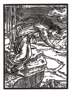 Смерть сестры. Иллюстрация Эдварда Коли Бёрн-Джонса к поэме Уильяма Морриса «История Купидона и Психеи». Лондон, 1890-е гг.