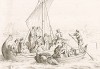 452 год. Первые венецианцы скрываются на островах Венецианской лагуны от нашествия гуннов под предводительством Аттилы. Storia Veneta, л.1. Венеция, 1864