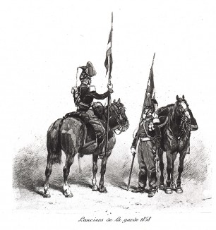 Французские гвардейские уланы в 1859 году (из Types et uniformes. L'armée françáise par Éduard Detaille. Париж. 1889 год)