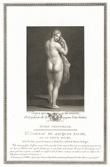 Венера, расчесывающая волосы, принадлежащая кисти Пальмы Старшего. Лист из знаменитого издания Galérie du Palais Royal..., Париж, 1808