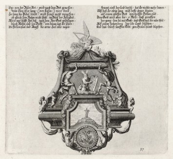 Моисей со скрижалями (из Biblisches Engel- und Kunstwerk -- шедевра германского барокко. Гравировал неподражаемый Иоганн Ульрих Краусс в Аугсбурге в 1700 году)