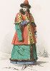 Боярская дочка (боярышня) в XVII веке. "Modes et costumes historiques", Париж, 1860.