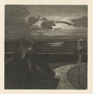 Ночь. Лист 1 сюиты Макса Клингера "О Смерти, часть первая, Опус IX", Берлин, 1897 год. 