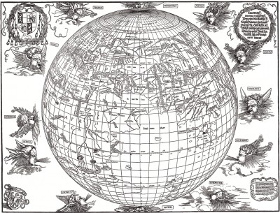 Глобус Иоганна Стабия, восточное полушарие (полное воспроизведение), гравированный Альбрехтом Дюрером в 1515 году