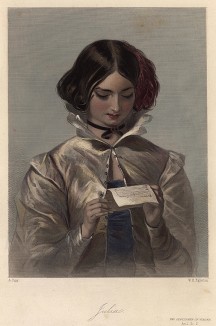 Джулия, героиня пьесы Уильяма Шекспира «Два веронца». The Heroines of Shakspeare. Лондон, 1848