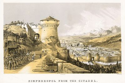 Вид на Симферополь с цитадели во время Крымской войны. 