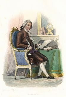 Жан-Батист Луи Грессе (1709-1777) - французский драматург и поэт. Лист из серии Le Plutarque francais..., Париж, 1844-47 гг. 