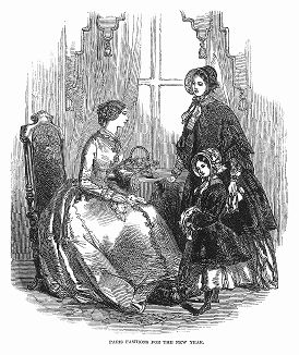 Элегантные парижанки, облачённые в праздничные наряды -- парижская мода нового 1848 года (The Illustrated London News №297 от 08/01/1848 г.)