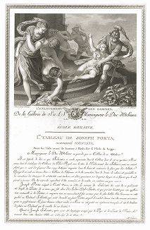 Похищение сабинянок кисти Джузеппе Порта (Сальвиати). Лист из знаменитого издания Galérie du Palais Royal..., Париж, 1786