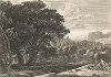 Охота Венеры и Адониса. Офорт Германа ван Сваневельта из сюиты "Шесть пейзажей с историей Адониса", 1654 год. 