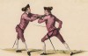 Позиция после обезоруживания удара из четвёртой позиции или второй после парированной первой (лист 39 знаменитого учебника по фехтованию Доменико Анджело, изданного в 1763 году в Лондоне). Репринт 1968 года.