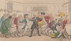 Доктор Синтакс разнимает дерущихся. Иллюстрация Томаса Роуландсона к поэме Вильяма Комби "Путешествие доктора Синтакса в поисках живописного". Лондон, 1881