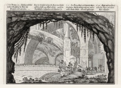 Пророк Илья побеждает жреца Ваала (из Biblisches Engel- und Kunstwerk -- шедевра германского барокко. Гравировал неподражаемый Иоганн Ульрих Краусс в Аугсбурге в 1700 году)