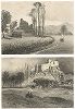 Сурамская крепость (Сурами) в Карталинии. 1. Вид со стороны Кутаиси. 2. Вид со стороны Гори. Le Caucase pittoresque князя Гагарина, л. IX, Париж, 1847