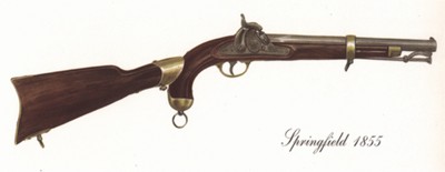 Однозарядный пистолет США Springfield 1855 г. Лист 22 из "A Pictorial History of U.S. Single Shot Martial Pistols", Нью-Йорк, 1957 год