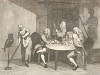 Споры о хиромантии. Гравюра с живописного эскиза Хогарта. Медики одной из больниц всерьез увлечены изучением линий на ладонях. Против кого конкретно направлена сатира, осталось неизвестным. Гравюра выполнена Хайнсом Пьюплом в 1782 году. Лондон, 1838