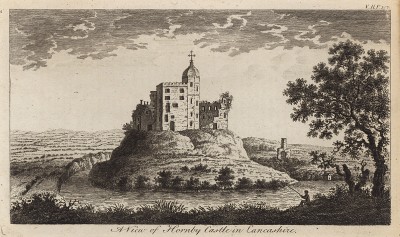 Руины замка Хорнби в графстве Ланкашир (Англия) (из A New Display Of The Beauties Of England... Лондон. 1776 г. Том 2. Лист 202)