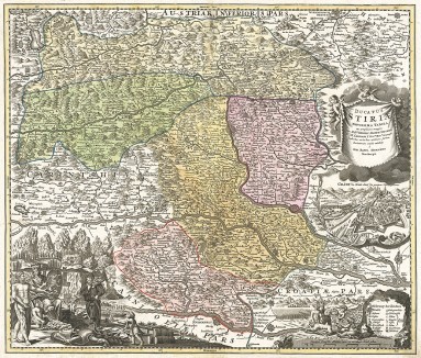 Герцогство Штирия. Ducatus Stiriae novissima tabula… Составил Иоганн Баптист Гомман. Нюрнберг, 1720