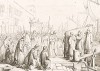 Прибытие в Венецию мощей Святого Марка, похищенных в 828 году венецианскими купцами в Александрии Египетской. Storia Veneta, л.9. Венеция, 1864