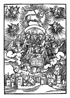 Откровение Иоанна Богослова. Хвалебная песнь. Бартель Бехам для Martin Luther / Neues Testament. Издал Hans Herrgott, Нюрнберг, 1524 