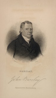 Доктор Джон Барклай (1758-- 1826) -- шотландский медик, анатом и теолог (фронтиспис тома VIII "Библиотеки натуралиста" Вильяма Жардина, изданного в Эдинбурге в 1838 году)