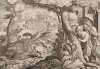 Обширная Аппулия кормит чешуйчатых змей: на их детёнышей нападают журавль или аист, потом яростно борются клювом или укусами. Многие крестьяне смотрят на это как на потешное зрелище (Venationes Ferarum, Avium, Piscium, лист 63)
