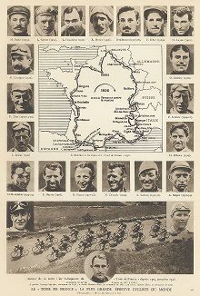 Победители велогонки Тур де Франс с 1903 по 1936 год. Les cyclisme, Париж, 1935