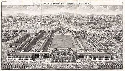 Вид на Золотой дворец императора Нерона. Лист из "Краткой истории Рима" (Abrege De L'Histoire Romaine), Париж, 1760-1765 годы