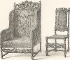 Кресло и стул из замка Ане, XVII век. Meubles religieux et civils..., Париж, 1864-74 гг. 