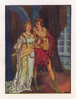 Золушка и прекрасный принц. Лист из книги "Всё о Золушке", Нью-Йорк, 1916