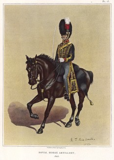 Офицер конной артиллерии, 1823 год (лист XV работы "История мундира королевской артиллерии в 1625--1897 годах", изданной в Париже в 1899 году)