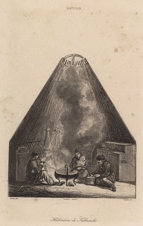Жилище калмыков (из L'Univers. Histoire et Description de tous les Peuples. Russie. Париж. 1838 год (лист 4))