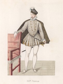 Король Франции Карл IX (1550--1574) (лист 40 работы Жоржа Дюплесси "Исторический костюм XVI -- XVIII веков", роскошно изданной в Париже в 1867 году)