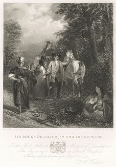 Сэр Роджер Коверли и цыгане. Лист из серии "Королевская галерея британского искусства", издававшейся в Лондоне с 1838 по 1849 год.