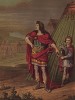 Король Людовик XIV (1638-1715), Король-Солнце, в костюме древнеримского полководца во время военного похода времён Фронды (из Les arts somptuaires... Париж. 1858 год)