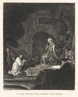 Иосиф толкует сны фараона. Гравюра с картины нидерландского художника Соломона Конинка.