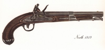 Однозарядный пистолет США North 1819 г. Лист 10 из "A Pictorial History of U.S. Single Shot Martial Pistols", Нью-Йорк, 1957 год