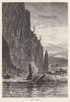 Мыс и скала Хорн на реке Коламбиа-ривер. Лист из издания "Picturesque America", т.I, Нью-Йорк, 1872.