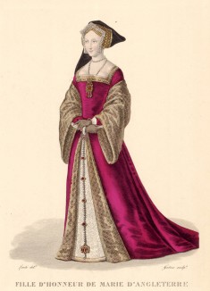 Фрейлина Марии I Тюдор, королевы Англии (из Galerie française de femmes célèbres... Париж. 1841 год)