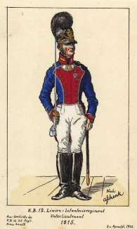 1815 г. Старший лейтенант 12-го полка линейной пехоты королевства Бавария. Коллекция Роберта фон Арнольди. Германия, 1911-29