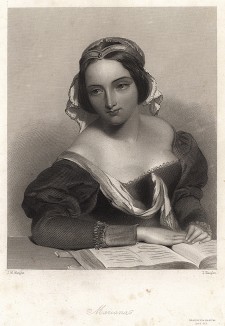 Прекрасная Марианна, героиня пьесы Уильяма Шекспира "Мера за меру". The Heroines of Shakspeare. Лондон, 1850-е гг.