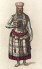 Костюм жительницы Мордовии, принадлежащей к народности мокша (лист 15 иллюстраций к известной работе Эдварда Хардинга "Костюм Российской империи", изданной в Лондоне в 1803 году)