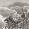 Спуск с горы Вашингтон, Белые горы, штат Нью-Гемпшир. Лист из издания "Picturesque America", т.I, Нью-Йорк, 1872.