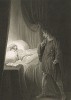 Иллюстрация к пьесе Шекспира "Цимбелин", акт II, сцена II: Якимо смотрит на спящую Имогену.  Graphic Illustrations of the Dramatic works of Shakspeare, Лондон, 1803.