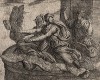 Дочери Ания Спермо, Элаида и Эно превращаются в птиц. Гравировал Антонио Темпеста для своей знаменитой серии "Метаморфозы" Овидия, л.127. Амстердам, 1606