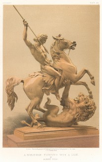 Скульптура "Всадник, побеждающий льва" немецкого скульптора Адольфа Вольфа. Каталог Всемирной выставки в Лондоне 1862 года, т.2, л.163