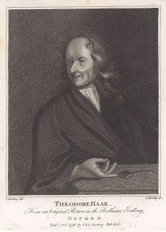 Теодор Хаак (1605 – 1690) - переводчик и один из основателей "Группы 1645", из которой затем возникло Лондонское Королевское общество. 